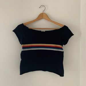 Brandy Melville Rainbow Off The Shoulder Crop Top